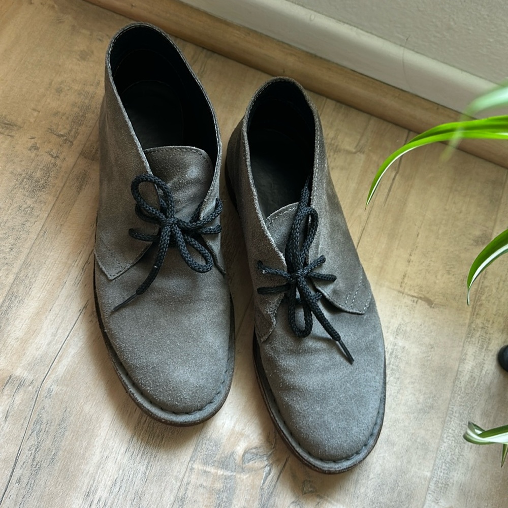 Italy Desert Ankle Boots Grey Suede Leather Lace up Size 7.5